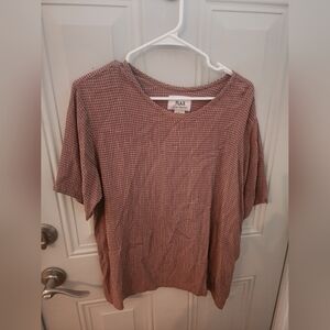 Flax By Jean Englehart Brown Checkered T-Shirt Sz Small